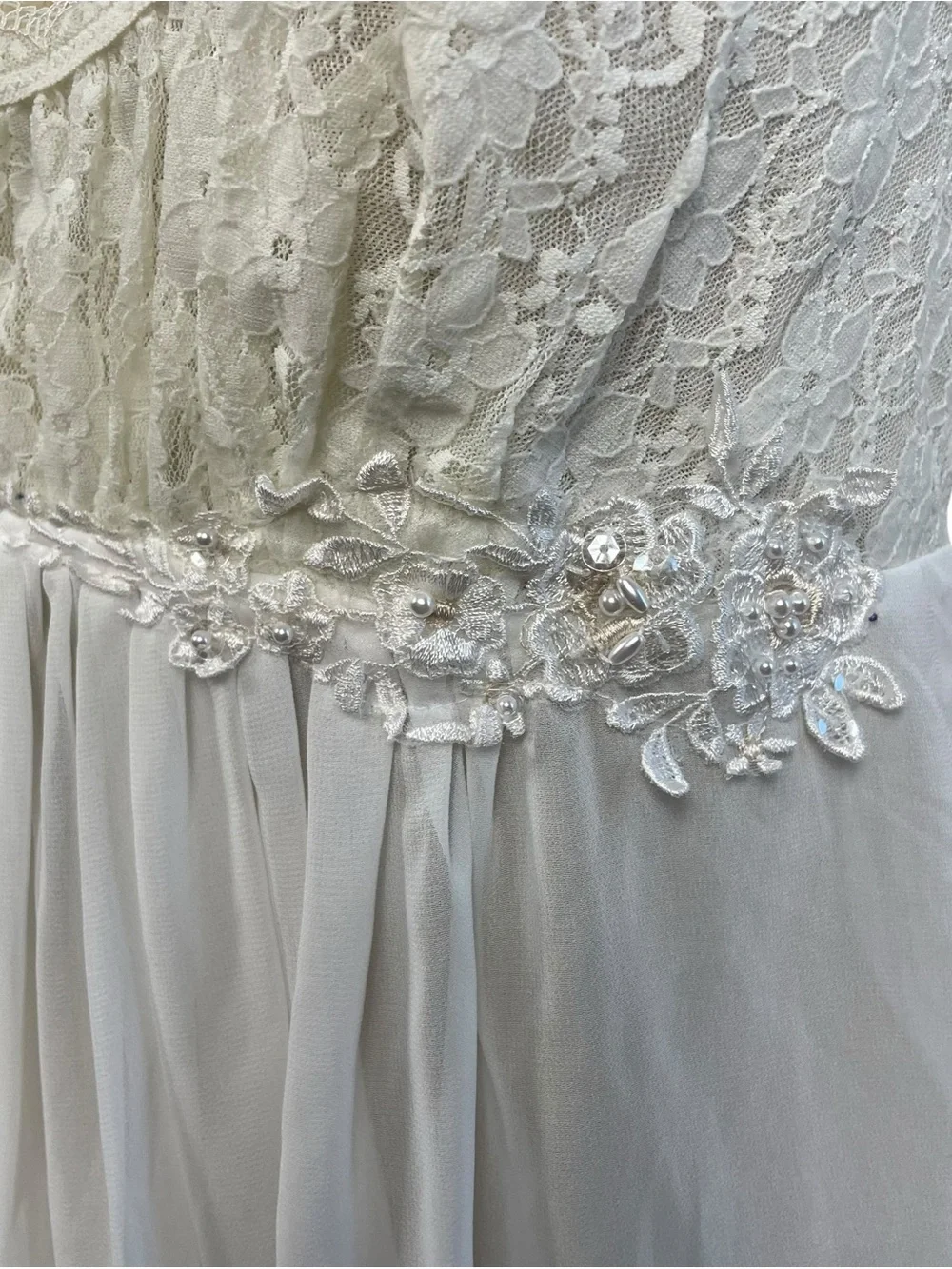 In Bloom Lace Nightie Dress SM White Chiffon Romantic Sequin Lingerie Embellish - Picture 8 of 14